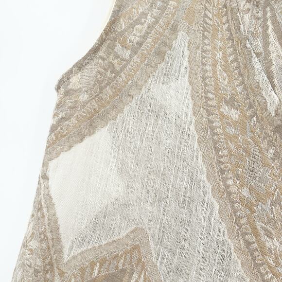 Soft Surroundings Boho Paisley‎ Fringe Open Front 100% Wool Cardigan Vest S/M - Picture 3 of 6